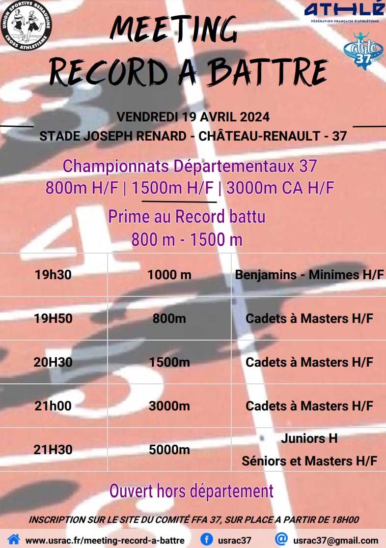 Championnats Départementaux de Demi-Fond à Chateau-Renault le 19 avril 2024